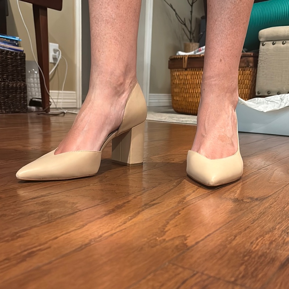 1. State Nude Block Heel Pumps